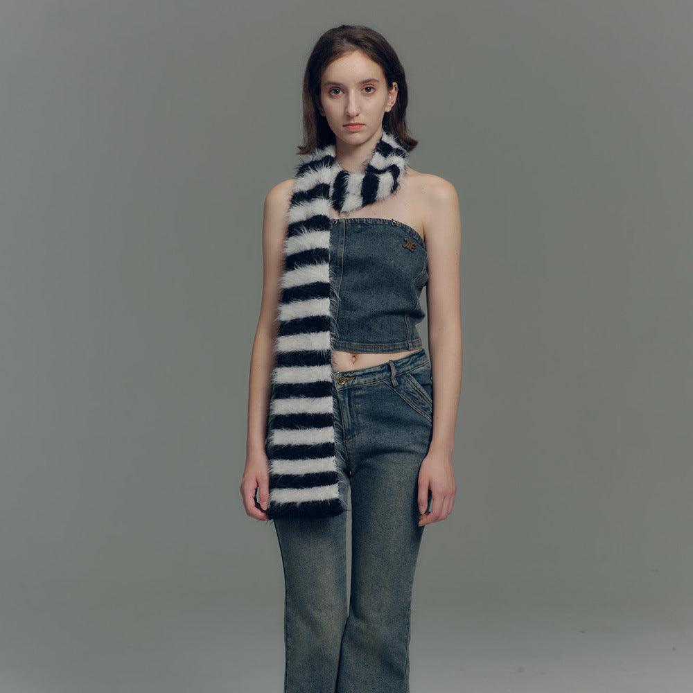 Ladies Color Block Stripe Soft Knit Scarf YW3044