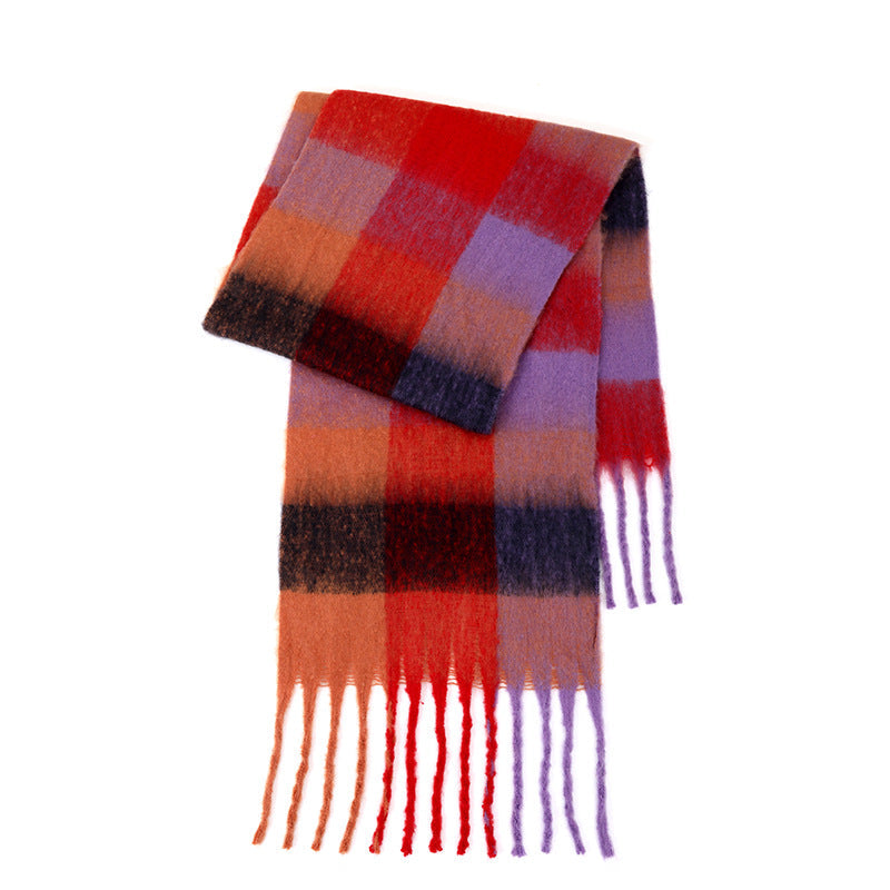 Ladies Color Block AC Plaid Daily Scarf SKAS4201