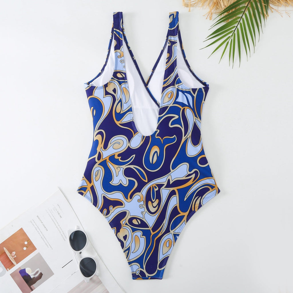 Ladies Print One Piece Swimwear with Cover SKSW40136