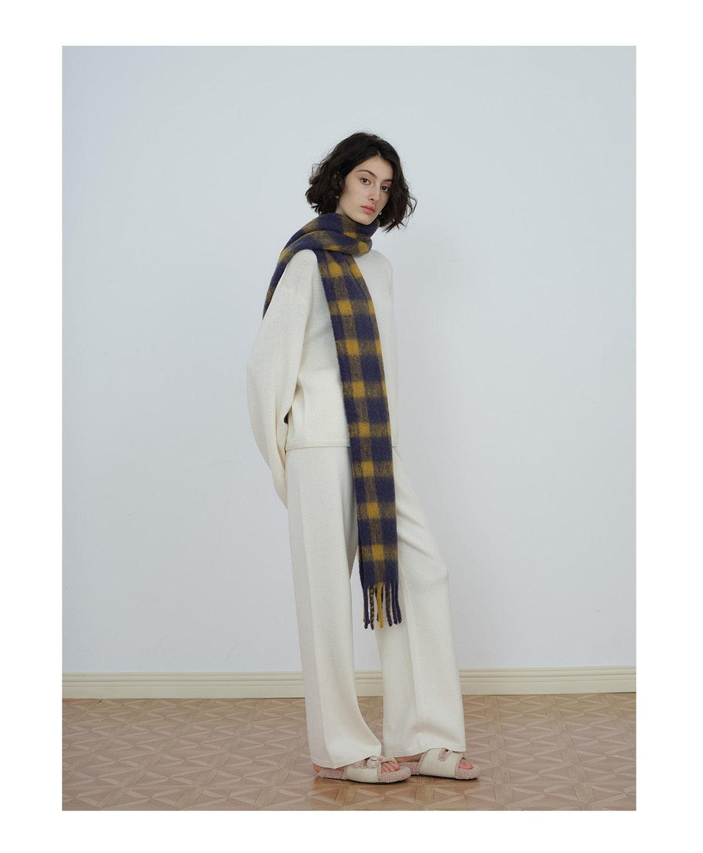 Ladies Color Blocks Check Scarf YN016