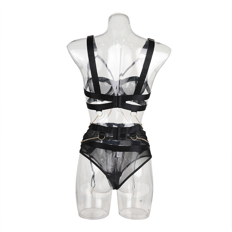 Ladies See Through Mesh 3PCS Lingerie Set SKLG4096