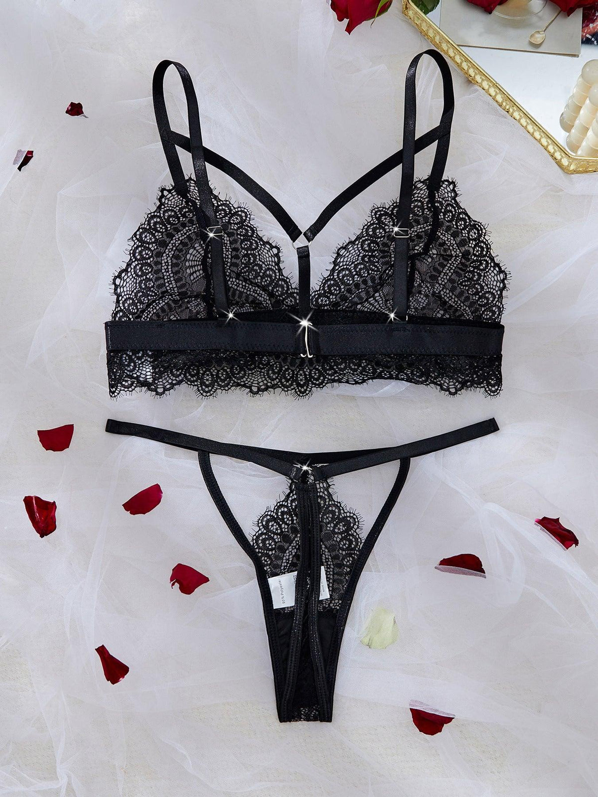 Ladies See Throught Lace Bra Thong 2PCS Lingerie Set SKLG4005