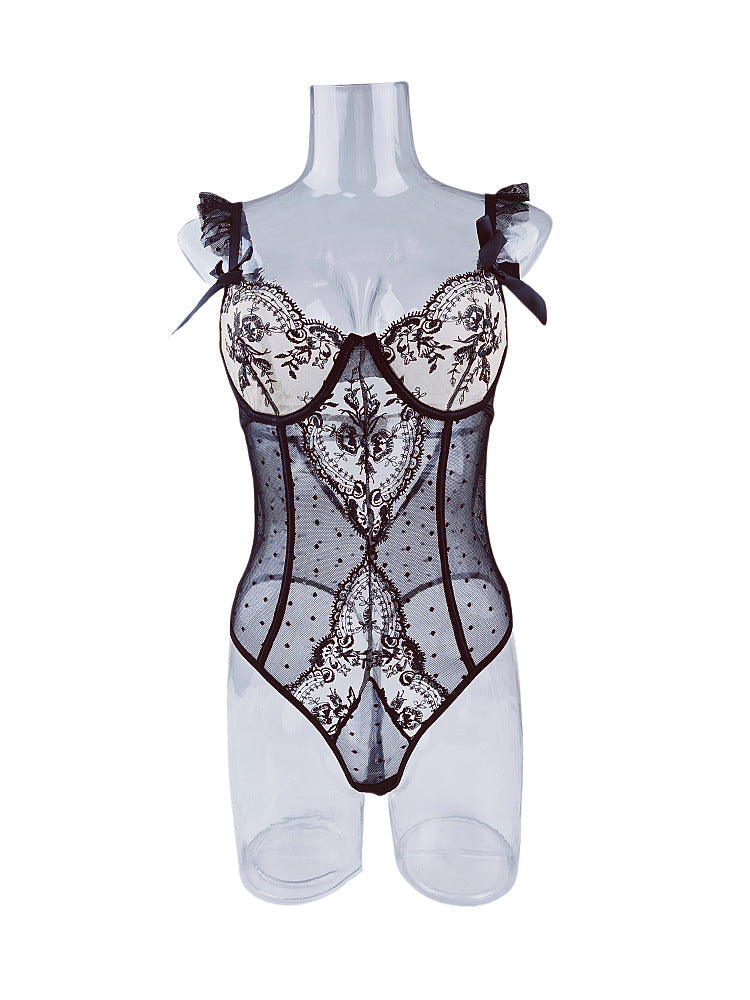 Ladies Floral Lace Color Block Sexy Teddy SKLG4161