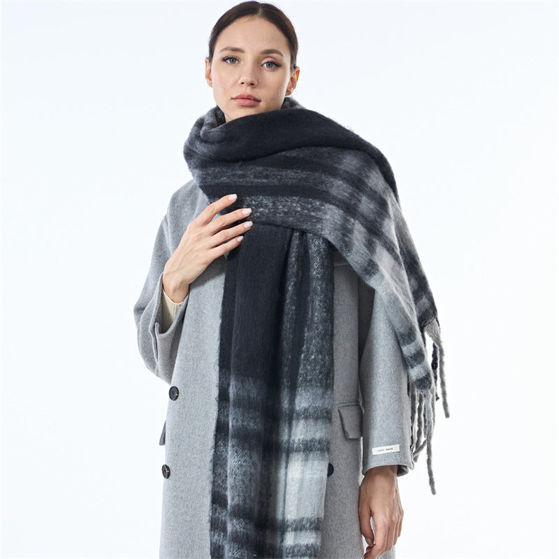 Laides Plaid Color Block Everyday Scarf SKAS4203