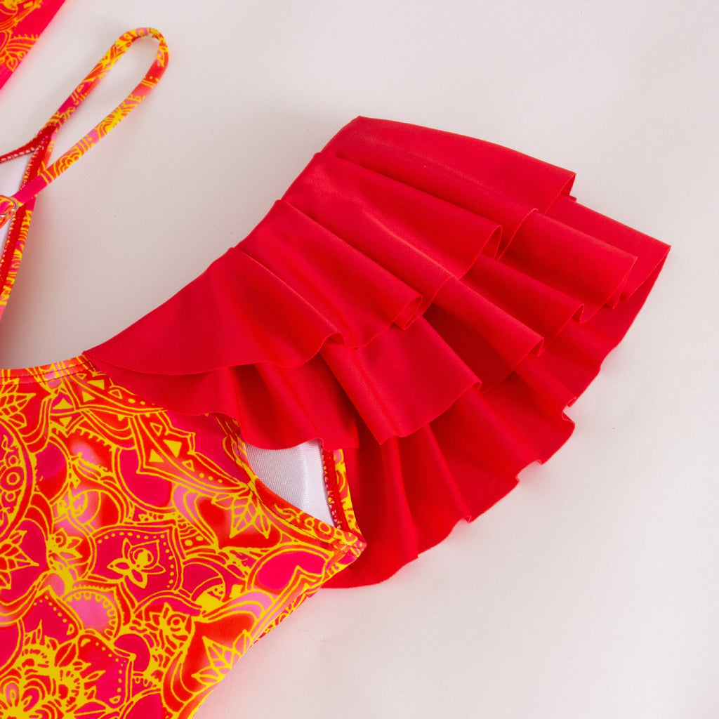 One Ruffle Shoulder One Piece with Cover SKSW40128