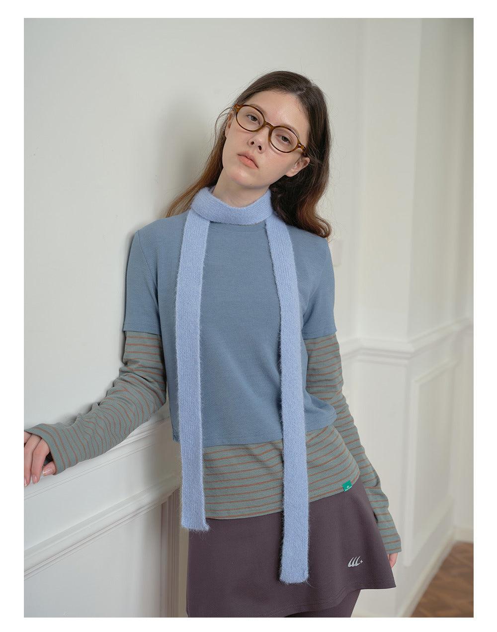 Ladies Solid Color Skinny Wool Scarves YW013