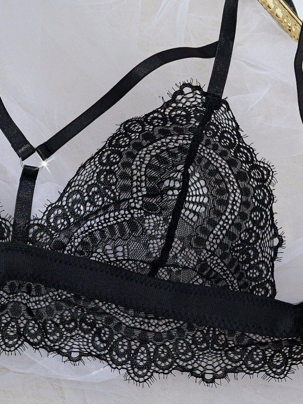 Ladies See Throught Lace Bra Thong 2PCS Lingerie Set SKLG4005