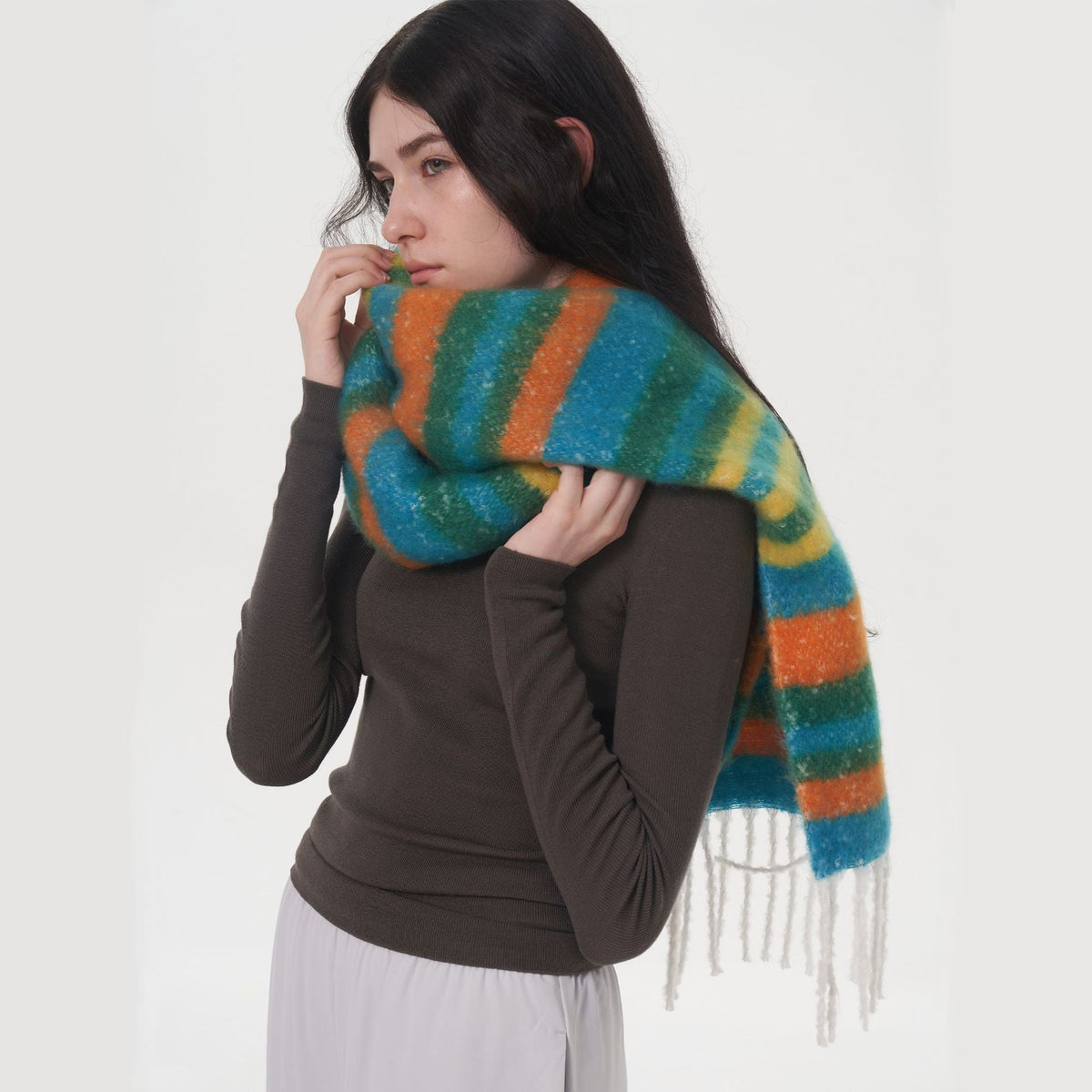 Ladies Color Block Stripe Everyday Scarf SKAS4196