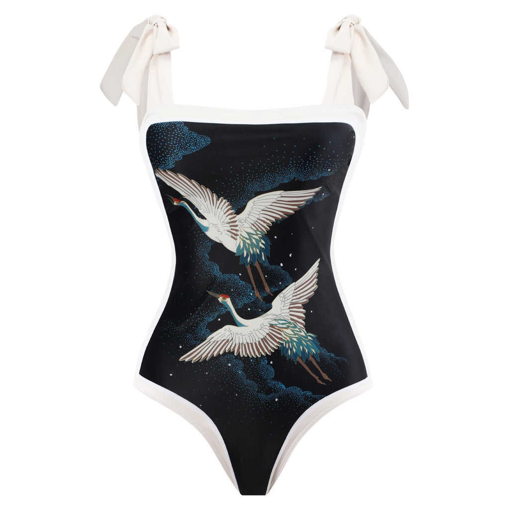 Two Shoulder with Cover One Piece Swimwear SKSW40146