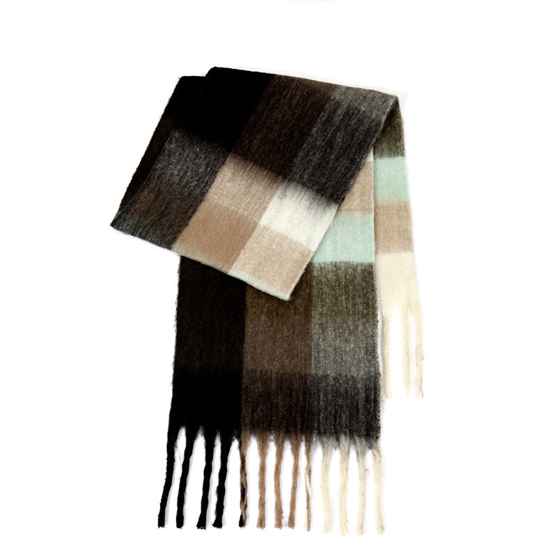 Ladies Color Block AC Plaid Daily Scarf SKAS4201