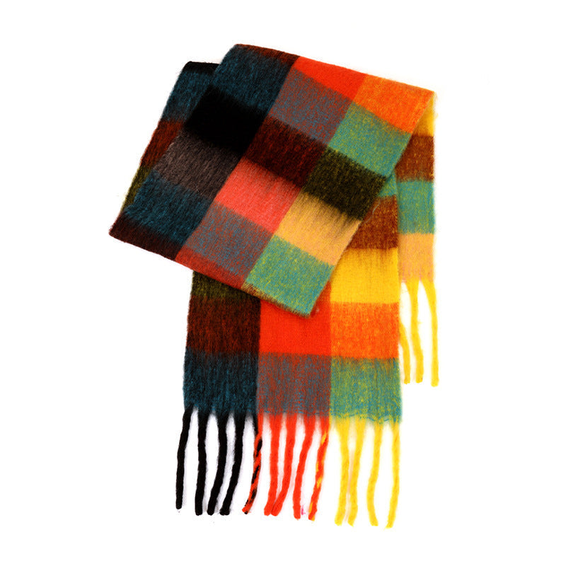 Ladies Color Block AC Plaid Daily Scarf SKAS4201