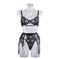 Ladies Floral Embroidery 3PCS Lingerie Set SKLG4156