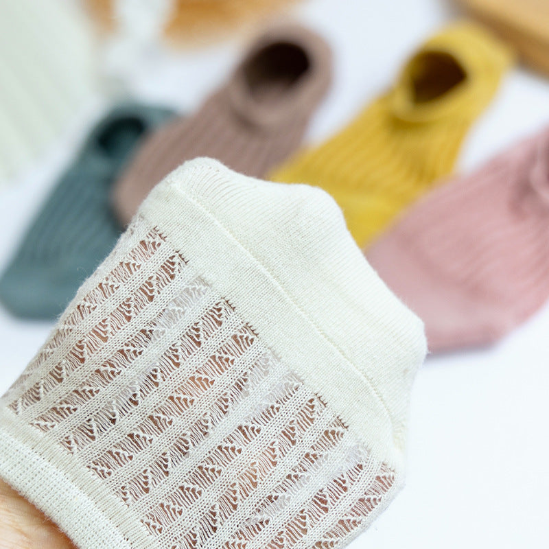 Ladies Solid Color Knit Boat Sock SKAS50027