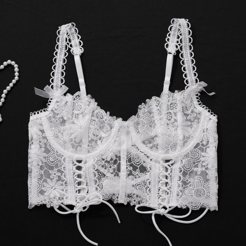 Ladies Floral Embroidery 2PCS Lingerie Corset Set SKLG4101