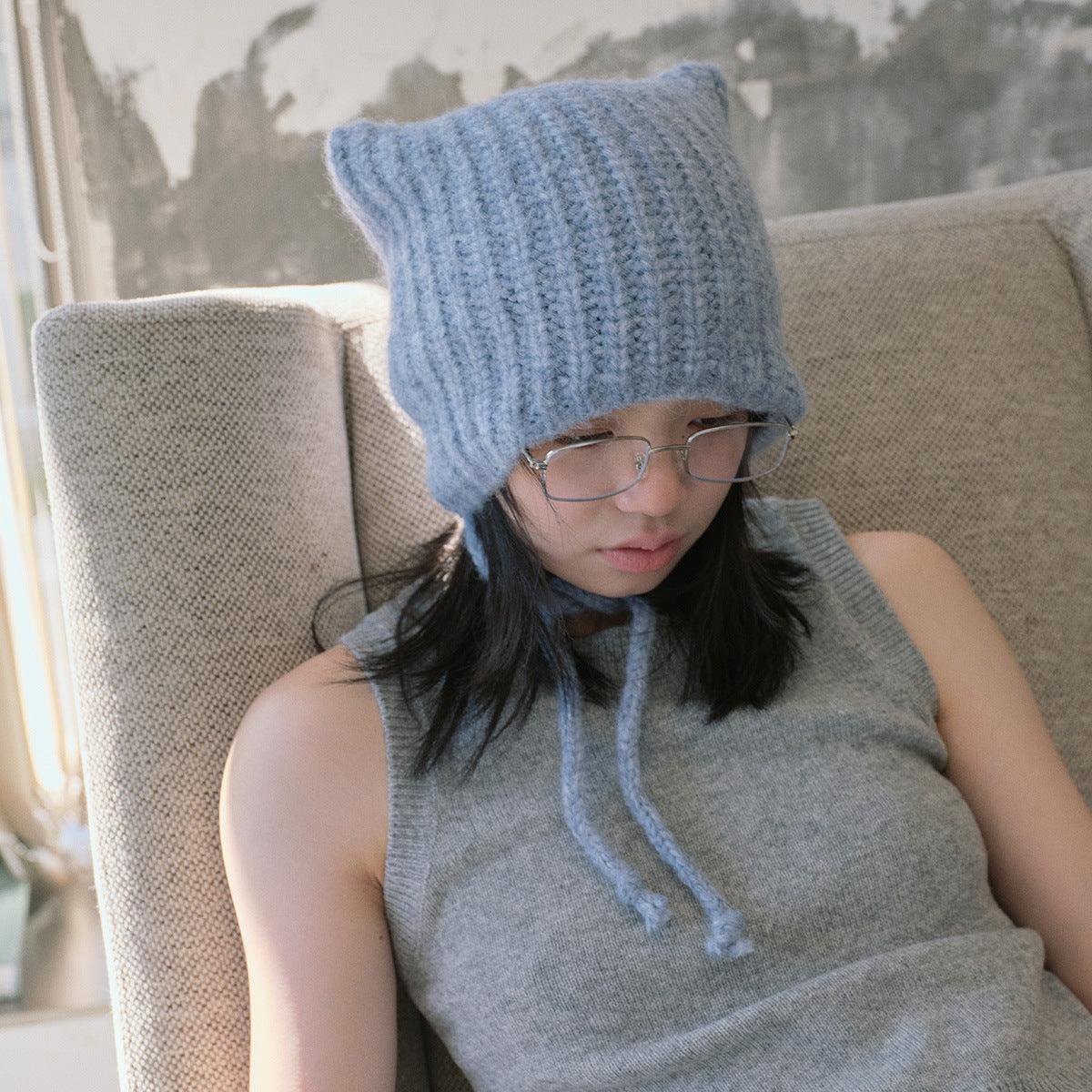 Ladies Solid Color Cat Ears Hat YH4049