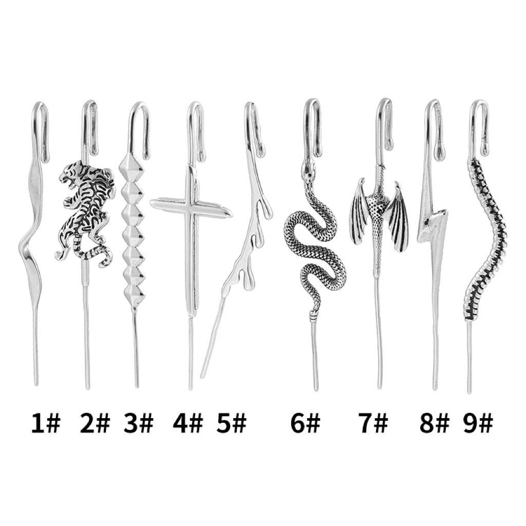Ladies Stainless Steel Ear Crawler Hook Pin Cuff Earrings SKAJ4152