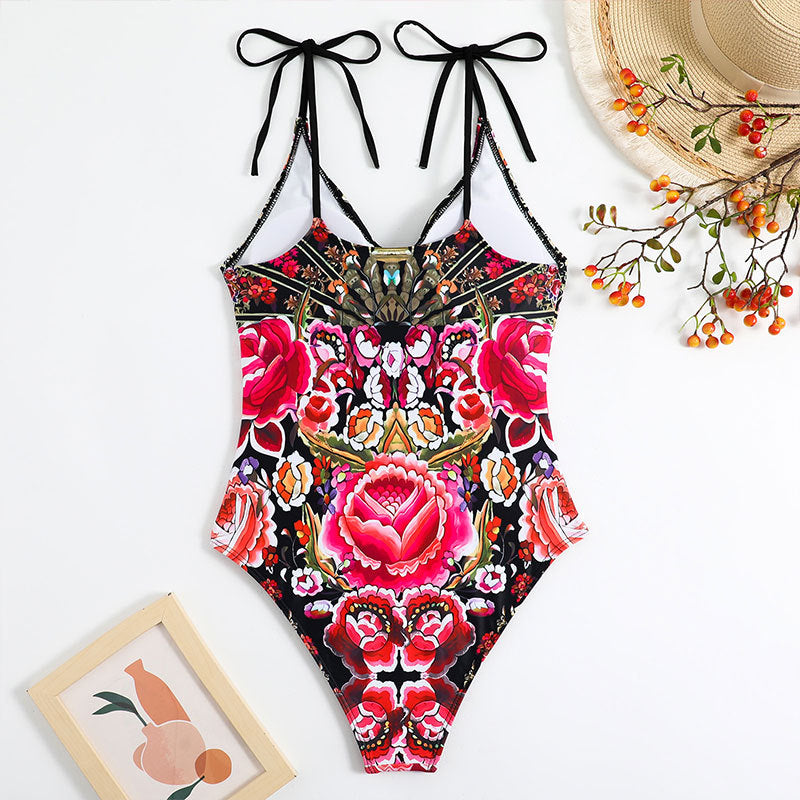 Two Shoulder One Piece Swimwear with Salong SKSW40114