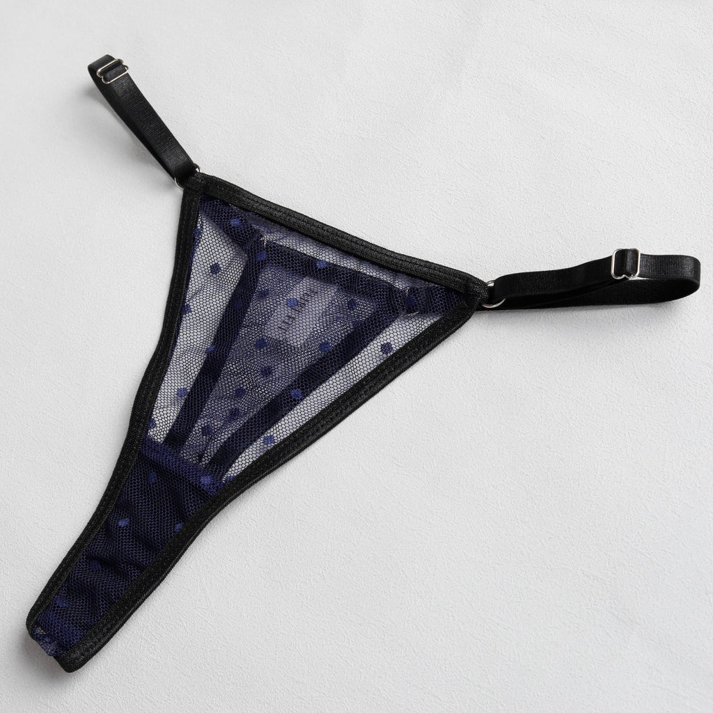 Ladies Half Cup Polka Dot Mesh 4PCS Lingerie Set SKLG4091