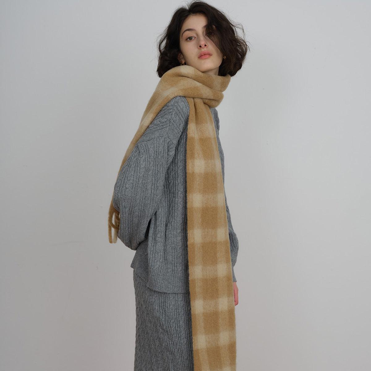 Ladies Color Blocks Check Scarf YN016