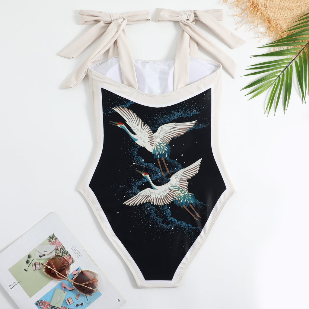 Two Shoulder with Cover One Piece Swimwear SKSW40146