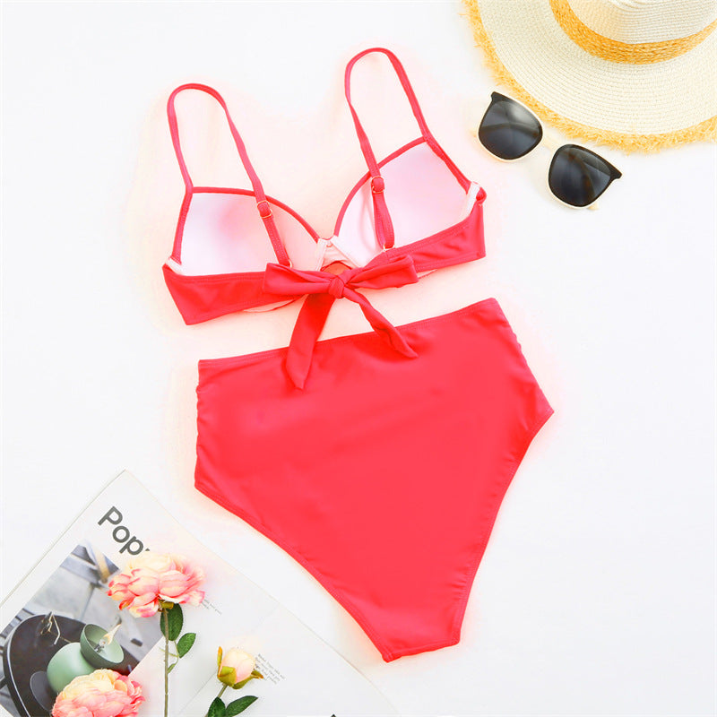 Ladies Solid Color 2PCS Bikini Set SKSW40092