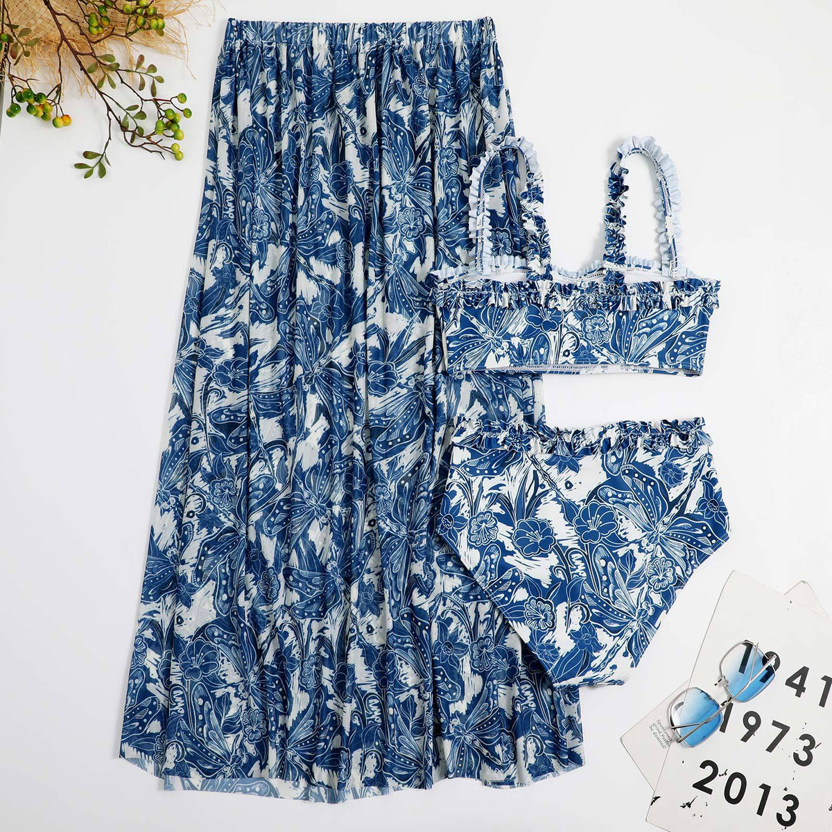 Dragonfly Print Bikini Set with Cover SKSW40123
