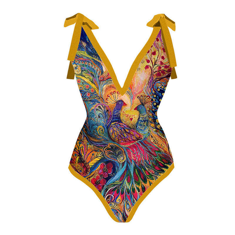 Ladies Strape Shoulder Print One Piece Swimwear SKSW40080T