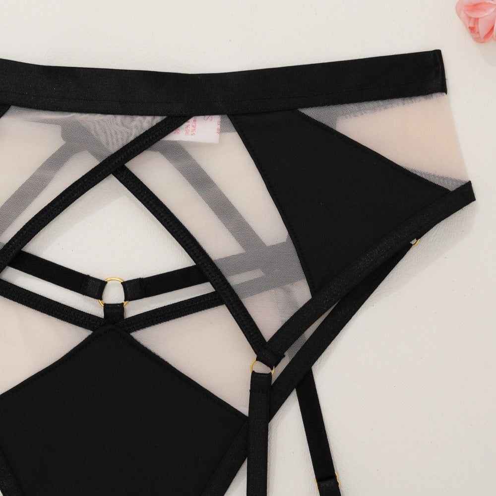 Ladies Color Block See Through 3PCS Lingerie Set SKLG4107