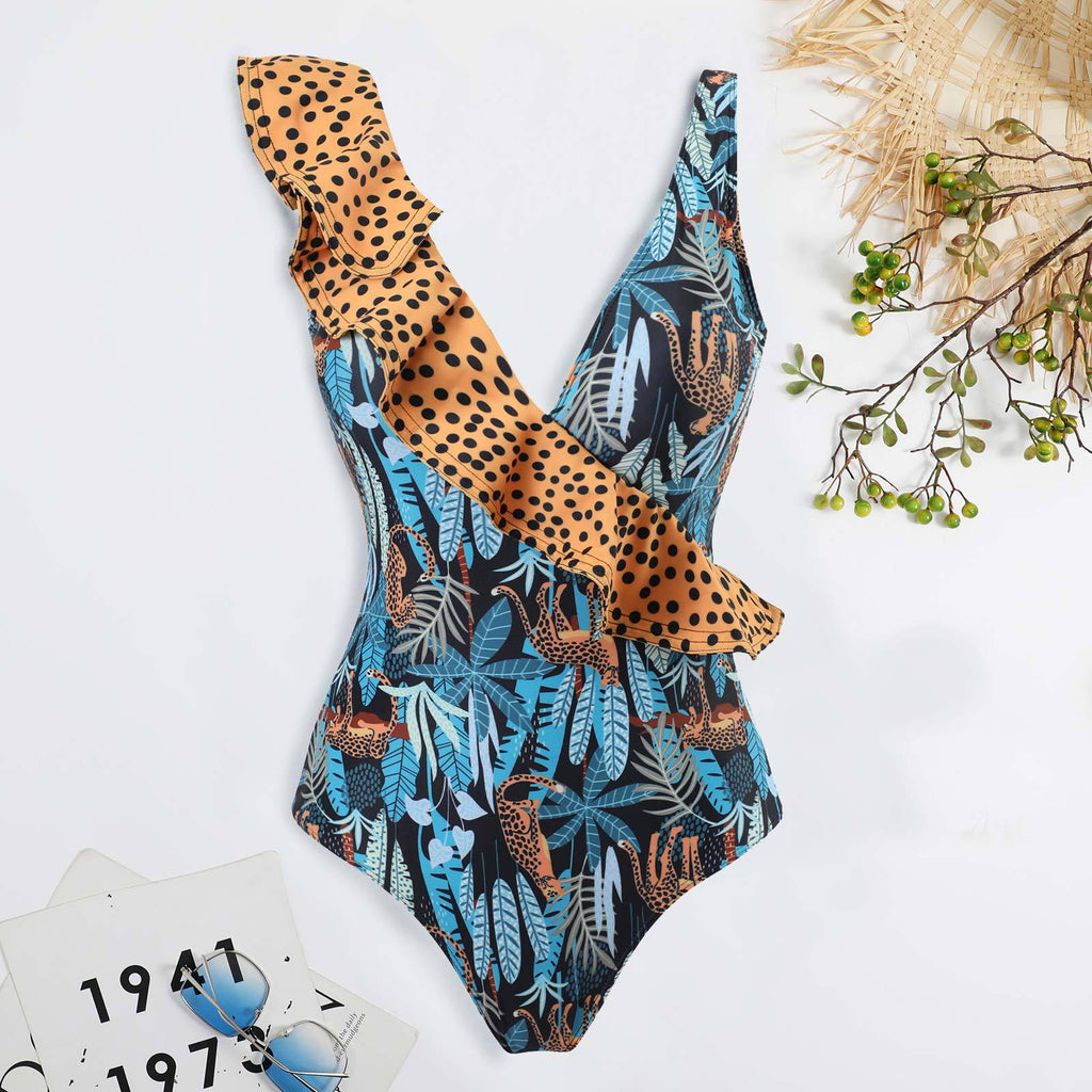 Ladies Ruffle Shoulder One Piece & Cover SKSW40132