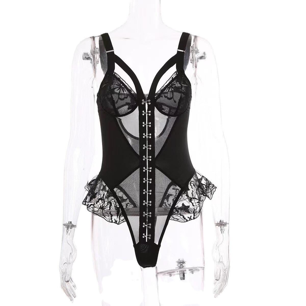 Ladies Sexy Floral Embroidery Silver Hook Teddy SKLG4021