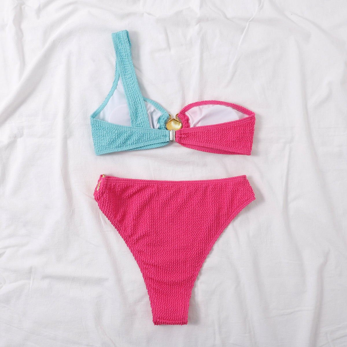 Ladies Color Block Seashell 2PCS Bikini Set SKSW40103