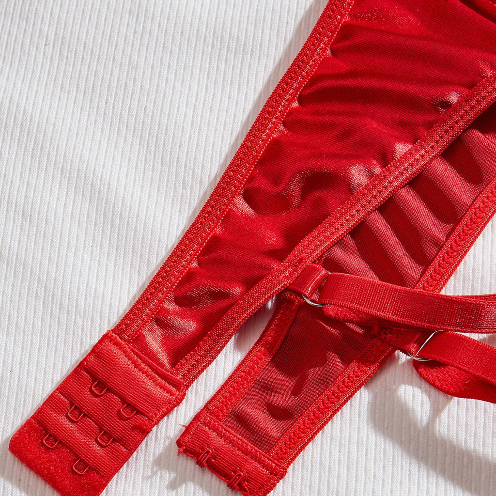 Ladies Valentine Red Heart Sexy 2PCS Lingerie Set SKLG4061