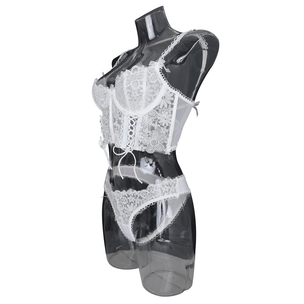 Ladies Floral Embroidery 2PCS Lingerie Corset Set SKLG4101