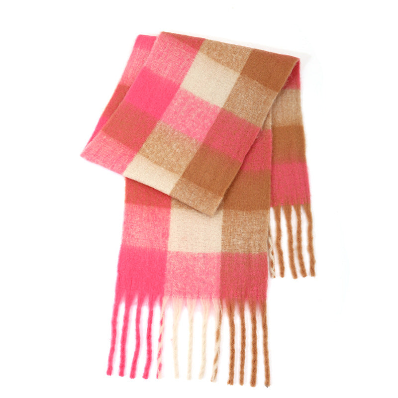 Ladies Color Block AC Plaid Daily Scarf SKAS4201