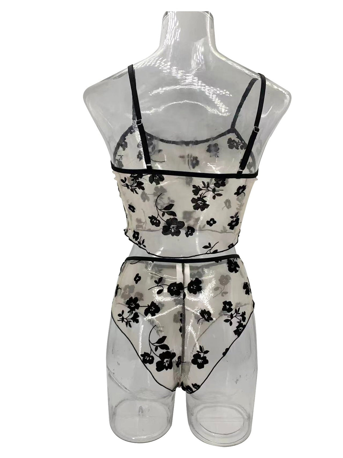 Ladies Floral See Through 2PCS Lingerie Set SKLG4160