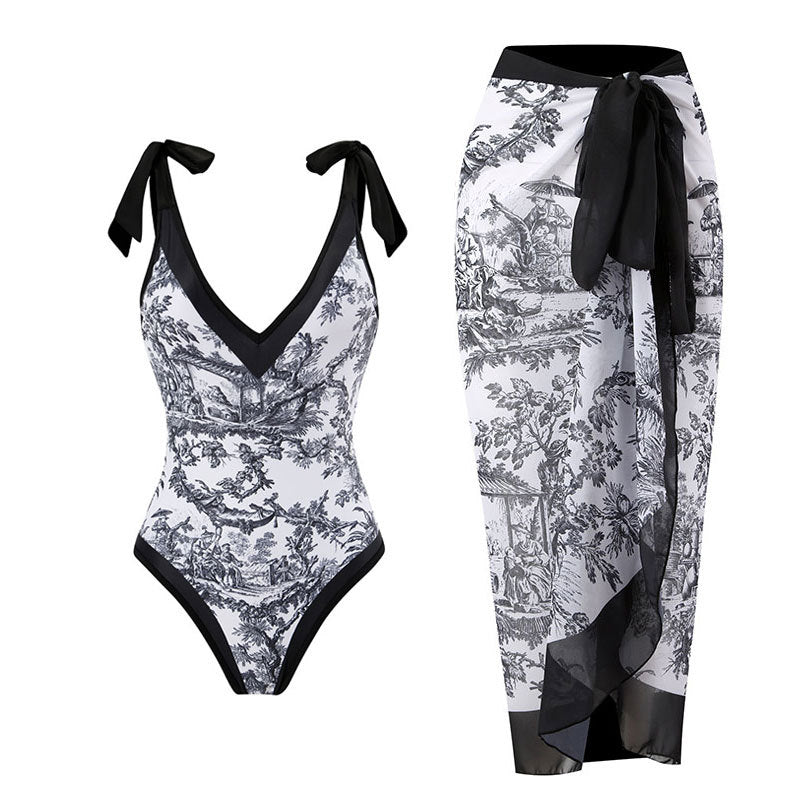Ladies One Piece with Salong Cover Swimsuit SKSW40080ST
