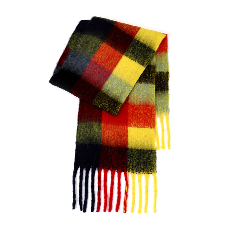 Ladies Color Block AC Plaid Daily Scarf SKAS4201