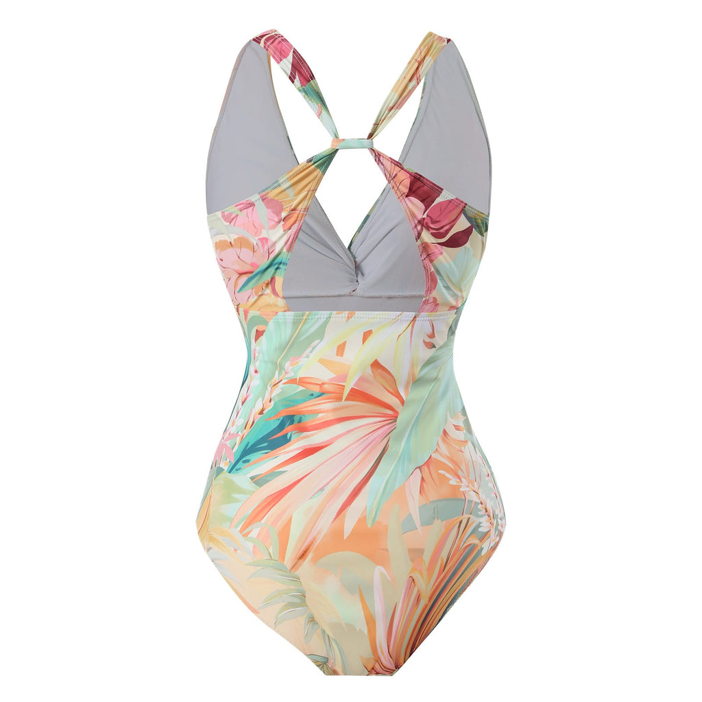 Ladies Floral Print One Piece with Cover SKSW40138