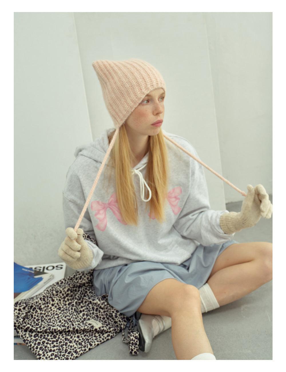 Ladies Solid Color Cat Ears Hat YH4049