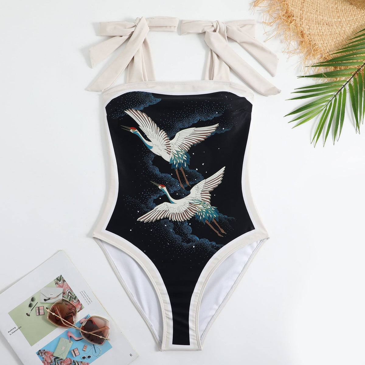 Two Shoulder with Cover One Piece Swimwear SKSW40146