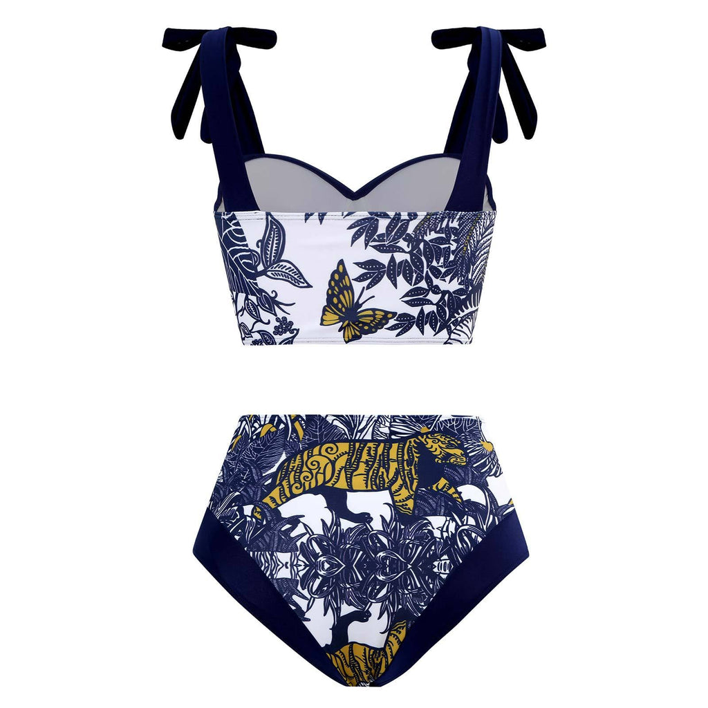 Butterfly Tiger Strape Shoulder Bikini Set with Cover SKSW40117