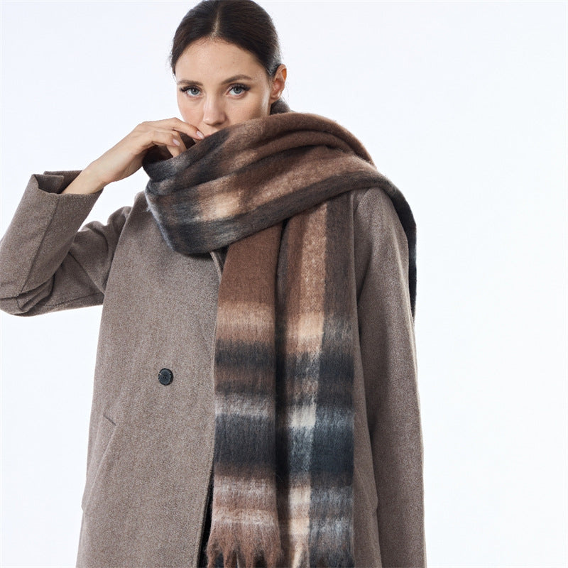 Laides Plaid Color Block Everyday Scarf SKAS4203
