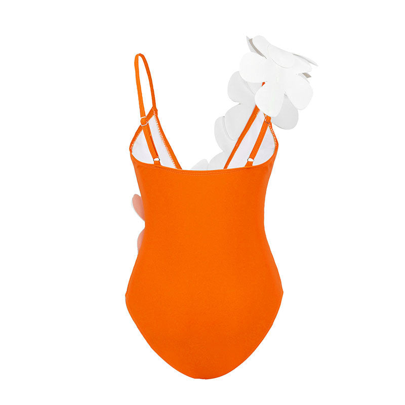 Flower Shoulder One Piece Swimwear 2PCS Set SKSW40141