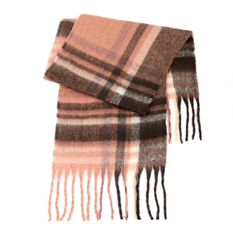 Laides Plaid Color Block Everyday Scarf SKAS4203