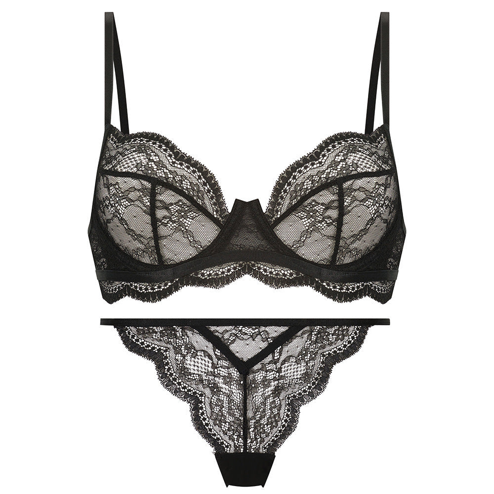 Ladies See Through Floral Lace 2PCS Lingerie Set SKLG4071