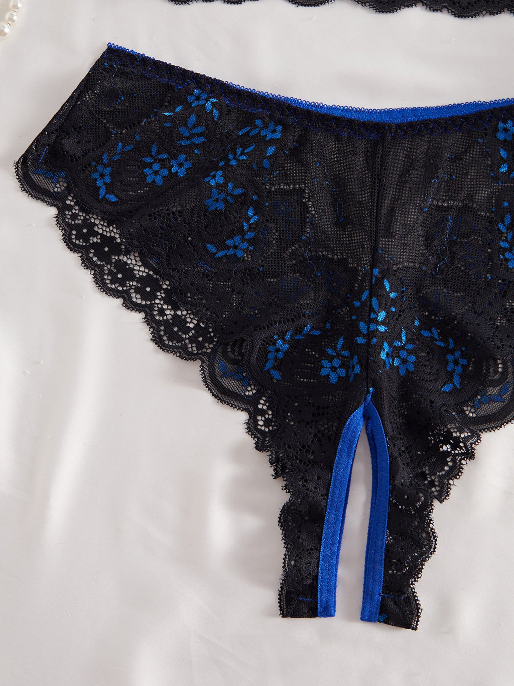 Ladies Floral Lace See Sheer 2PCS Lingerie Set SKLG4125