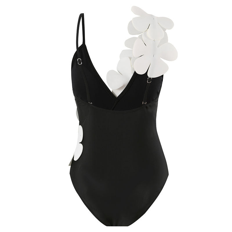 Flower Shoulder One Piece Swimwear 2PCS Set SKSW40141