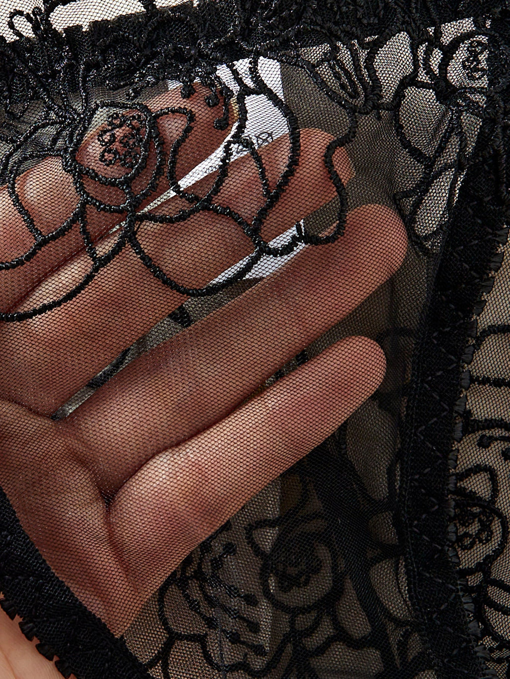 Ladies See Through Rose Embroidery lingerie Set SKLG4142