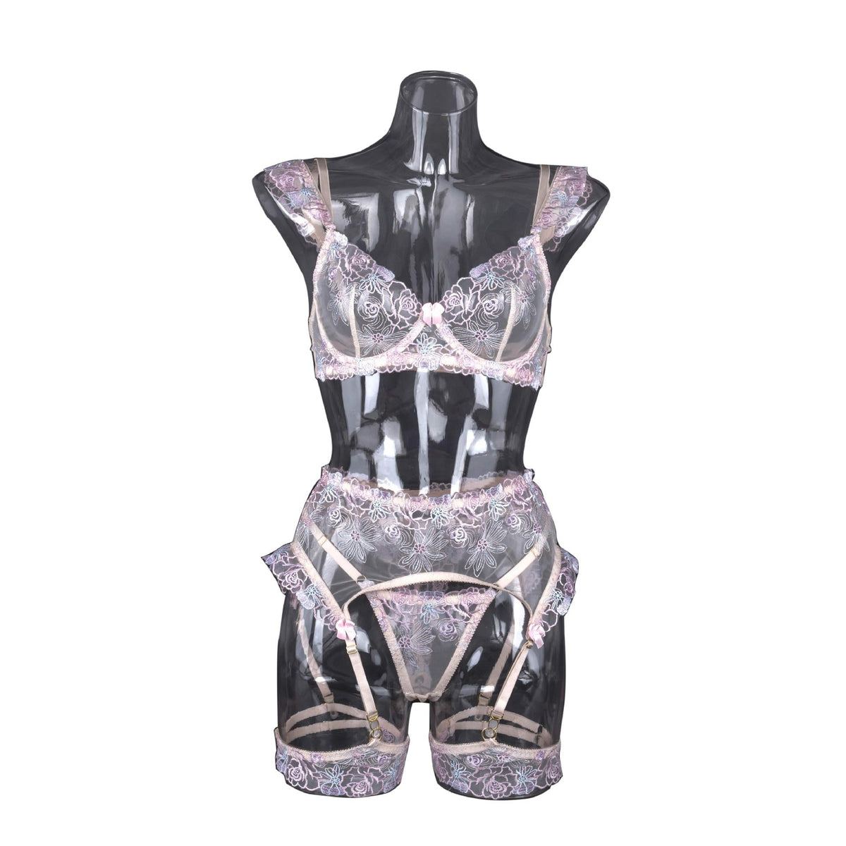 Ladies Floral Embroidery 3PCS Lingerie Set SKLG4102