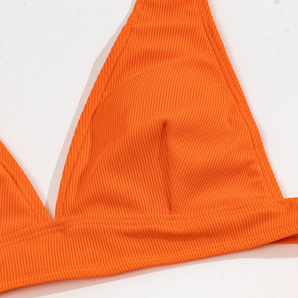 Ladies Triangle V-Neck 2PCS Bikini Set Swimsuit 8BK3WST316